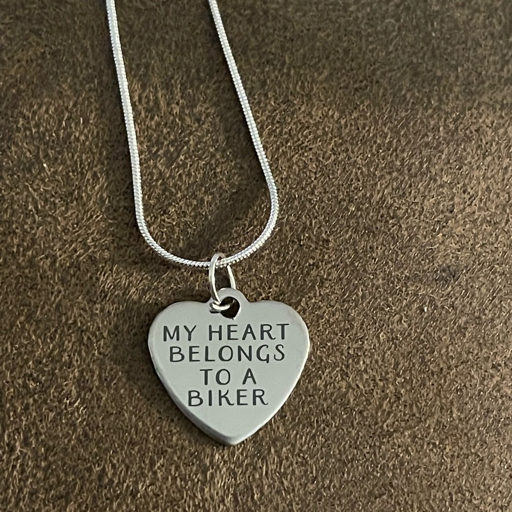 My heart belongs to a biker necklace